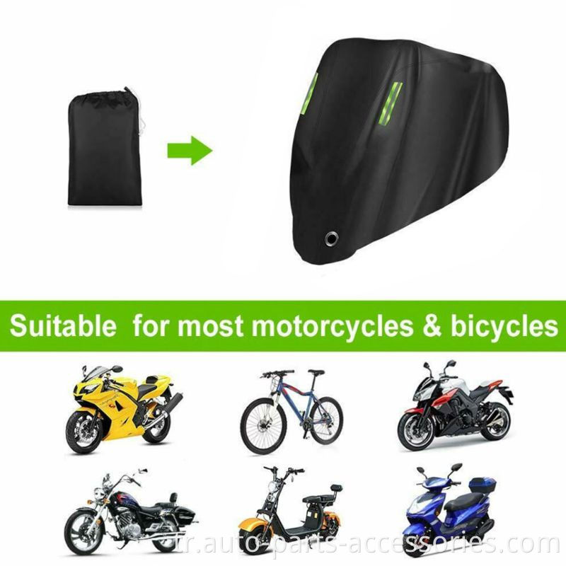 UV dış mekan koruyucu nefes alabilen siyah kilitlenebilir anti toz motosiklet kapağı motosiklet su geçirmez